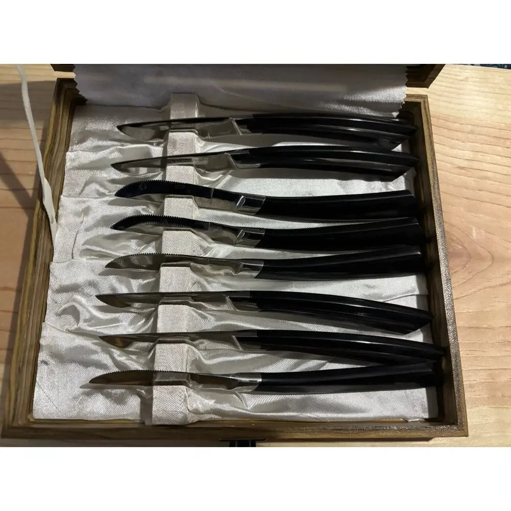 Black Handle Steak Knife Set - 6 Pair